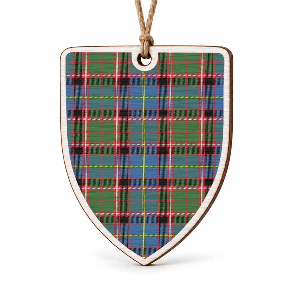 Glass Tartan Shield Wood Ornament , Pick Your Clan & Regional Plaid