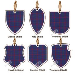 Lynch Tartan Shield Wood Ornament , Pick Your Clan & Regional Plaid