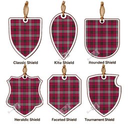 Little Tartan Shield Wood Ornament , Pick Your Clan & Regional Plaid