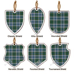 MacNeil (McNeil) Tartan Shield Wood Ornament , Pick Your Clan & Regional Plaid