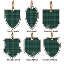 O'Donohue Tartan Shield Wood Ornament , Pick Your Clan & Regional Plaid