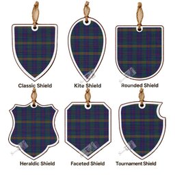 Jenkins of Wales Tartan Shield Wood Ornament , Pick Your Clan & Regional Plaid