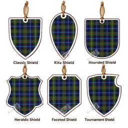 Smith Tartan Shield Wood Ornament , Pick Your Clan & Regional Plaid