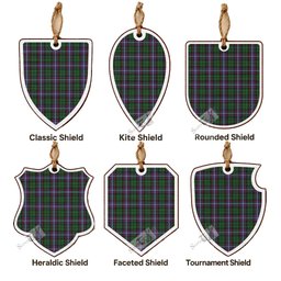 Russell Tartan Shield Wood Ornament , Pick Your Clan & Regional Plaid