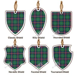 Young Tartan Shield Wood Ornament , Pick Your Clan & Regional Plaid
