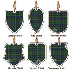 Rollo Tartan Shield Wood Ornament , Pick Your Clan & Regional Plaid