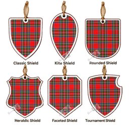 Stewart (Stuart) Tartan Shield Wood Ornament , Pick Your Clan & Regional Plaid