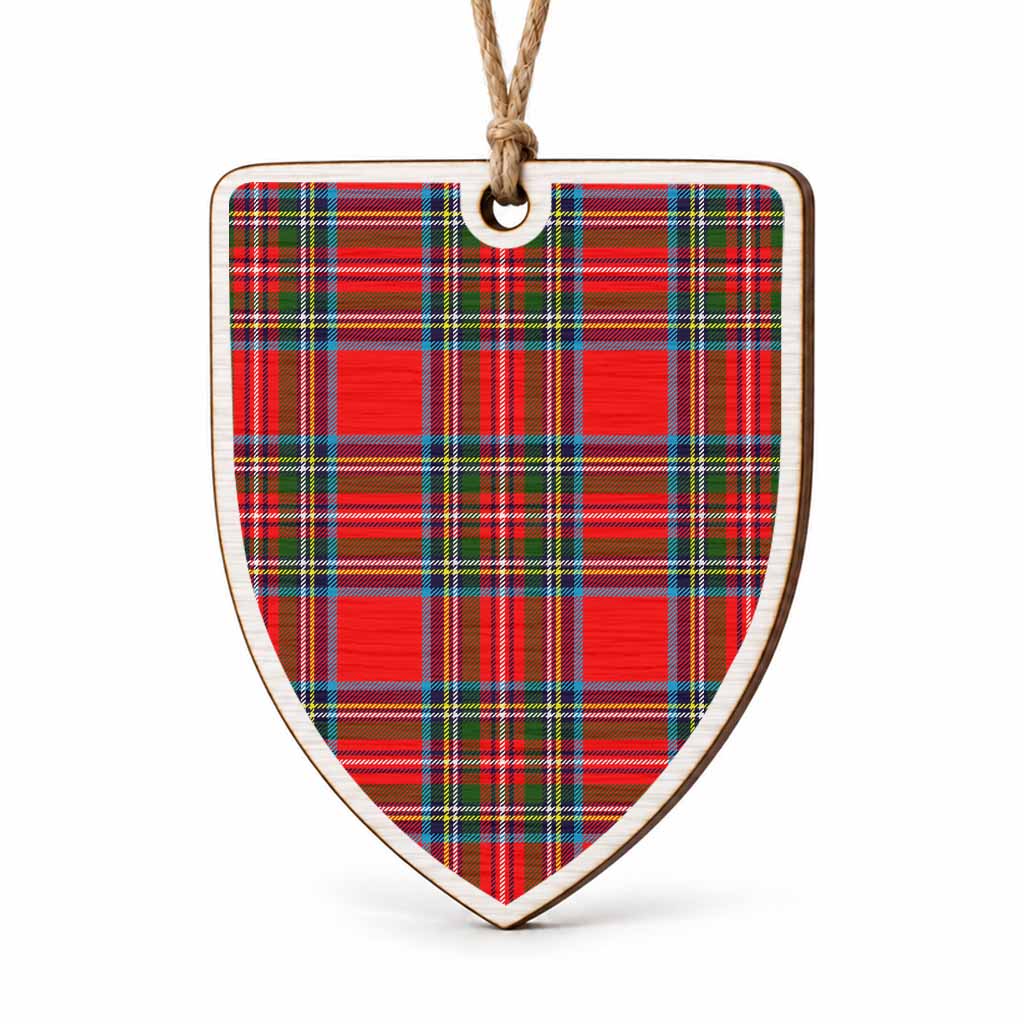 Stewart (Stuart) Tartan Shield Wood Ornament , Pick Your Clan & Regional Plaid