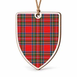 Stewart (Stuart) Tartan Shield Wood Ornament , Pick Your Clan & Regional Plaid