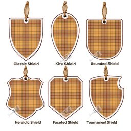 Ulster Tartan Shield Wood Ornament , Pick Your Clan & Regional Plaid