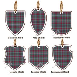 Spence (Spens) Tartan Shield Wood Ornament , Pick Your Clan & Regional Plaid