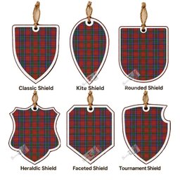 Sinclair Tartan Shield Wood Ornament , Pick Your Clan & Regional Plaid