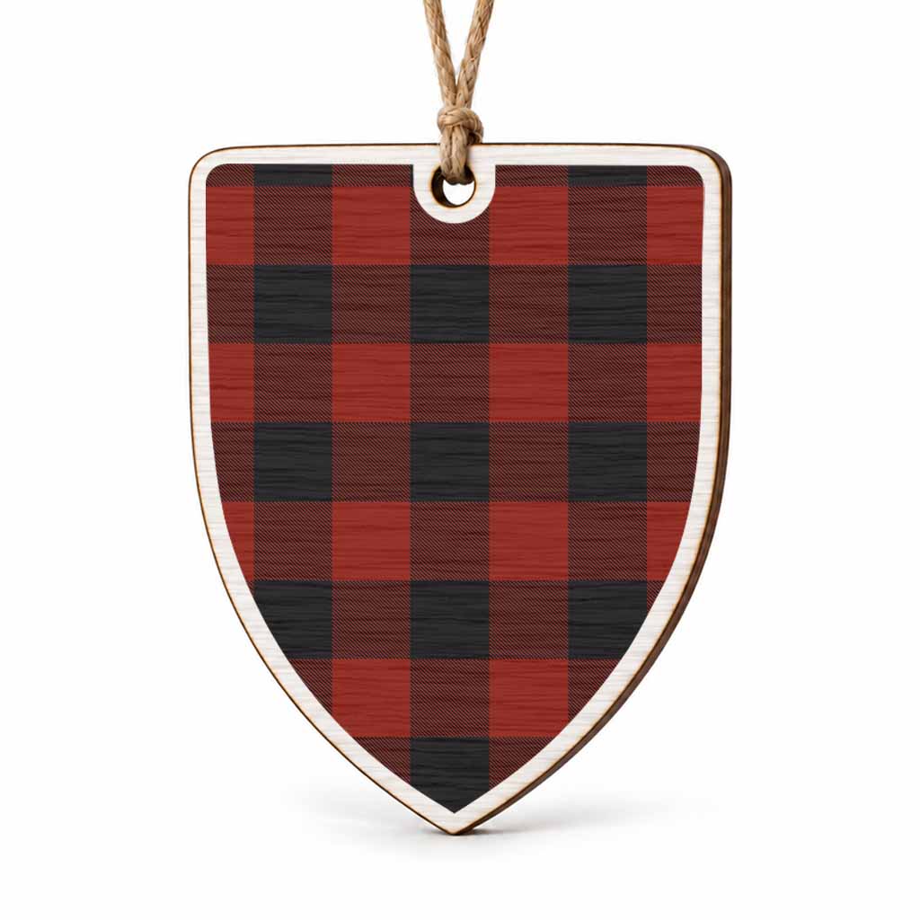Rob Roy Macgregor Tartan Shield Wood Ornament , Pick Your Clan & Regional Plaid
