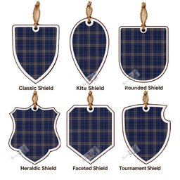 Rhys of Wales Tartan Shield Wood Ornament , Pick Your Clan & Regional Plaid