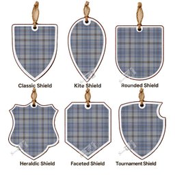 Tweedie Tartan Shield Wood Ornament , Pick Your Clan & Regional Plaid