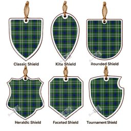 Purves Tartan Shield Wood Ornament , Pick Your Clan & Regional Plaid