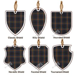 Watt Tartan Shield Wood Ornament , Pick Your Clan & Regional Plaid