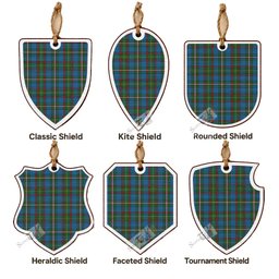 Tait Tartan Shield Wood Ornament , Pick Your Clan & Regional Plaid
