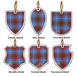 Pentland Tartan Shield Wood Ornament , Pick Your Clan & Regional Plaid