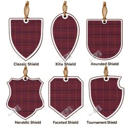 Williams of Wales Tartan Shield Wood Ornament , Pick Your Clan & Regional Plaid