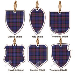 Pride of Scotland Tartan Shield Wood Ornament , Pick Your Clan & Regional Plaid
