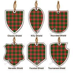 Pollock Tartan Shield Wood Ornament , Pick Your Clan & Regional Plaid