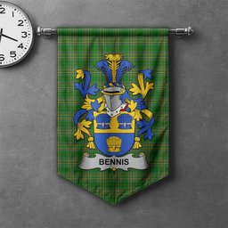 ScotsTee Shop Irish Bennis Clan Coat of Arms Irish Tartan Gonfalon Flag