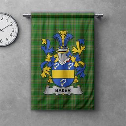 ScotsTee Shop Irish Baker Clan Coat of Arms Irish Tartan Gonfalon Flag