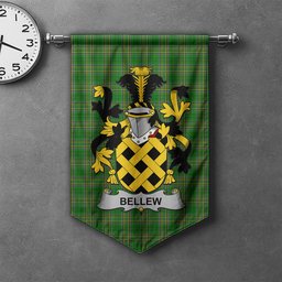 ScotsTee Shop Irish Bellew Clan Coat of Arms Irish Tartan Gonfalon Flag