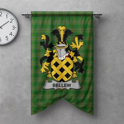 ScotsTee Shop Irish Bellew Clan Coat of Arms Irish Tartan Gonfalon Flag