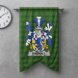 ScotsTee Shop Irish Bagnall Clan Coat of Arms Irish Tartan Gonfalon Flag