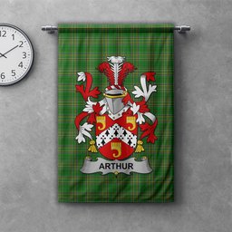 ScotsTee Shop Irish Arthur Clan Coat of Arms Irish Tartan Gonfalon Flag