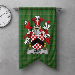 ScotsTee Shop Irish Athy Clan Coat of Arms Irish Tartan Gonfalon Flag