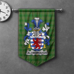 ScotsTee Shop Irish Aldborough Clan Coat of Arms Irish Tartan Gonfalon Flag