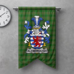 ScotsTee Shop Irish Aldborough Clan Coat of Arms Irish Tartan Gonfalon Flag