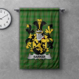 ScotsTee Shop Irish Barker Clan Coat of Arms Irish Tartan Gonfalon Flag