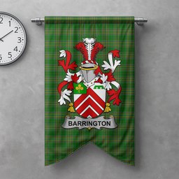 ScotsTee Shop Irish Barrington Clan Coat of Arms Irish Tartan Gonfalon Flag