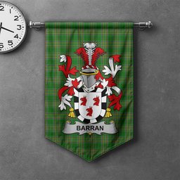 ScotsTee Shop Irish Barran Clan Coat of Arms Irish Tartan Gonfalon Flag