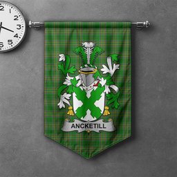 ScotsTee Shop Irish Ancketill Clan Coat of Arms Irish Tartan Gonfalon Flag