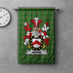 ScotsTee Shop Irish Behan Clan Coat of Arms Irish Tartan Gonfalon Flag