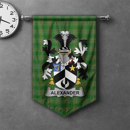 ScotsTee Shop Irish Alexander Clan Coat of Arms Irish Tartan Gonfalon Flag
