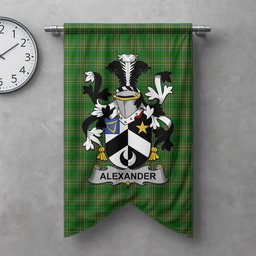 ScotsTee Shop Irish Alexander Clan Coat of Arms Irish Tartan Gonfalon Flag