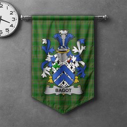 ScotsTee Shop Irish Bagot Clan Coat of Arms Irish Tartan Gonfalon Flag