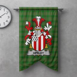 ScotsTee Shop Irish Apsley Clan Coat of Arms Irish Tartan Gonfalon Flag