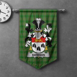 ScotsTee Shop Irish Bateson Clan Coat of Arms Irish Tartan Gonfalon Flag