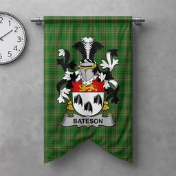 ScotsTee Shop Irish Bateson Clan Coat of Arms Irish Tartan Gonfalon Flag