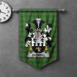 ScotsTee Shop Irish Aldwell Clan Coat of Arms Irish Tartan Gonfalon Flag