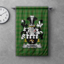 ScotsTee Shop Irish Aldwell Clan Coat of Arms Irish Tartan Gonfalon Flag
