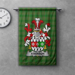 ScotsTee Shop Irish Atkinson Clan Coat of Arms Irish Tartan Gonfalon Flag