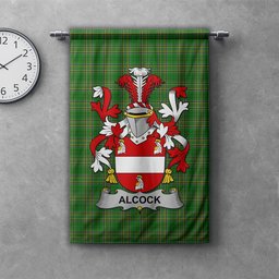 ScotsTee Shop Irish Alcock Clan Coat of Arms Irish Tartan Gonfalon Flag